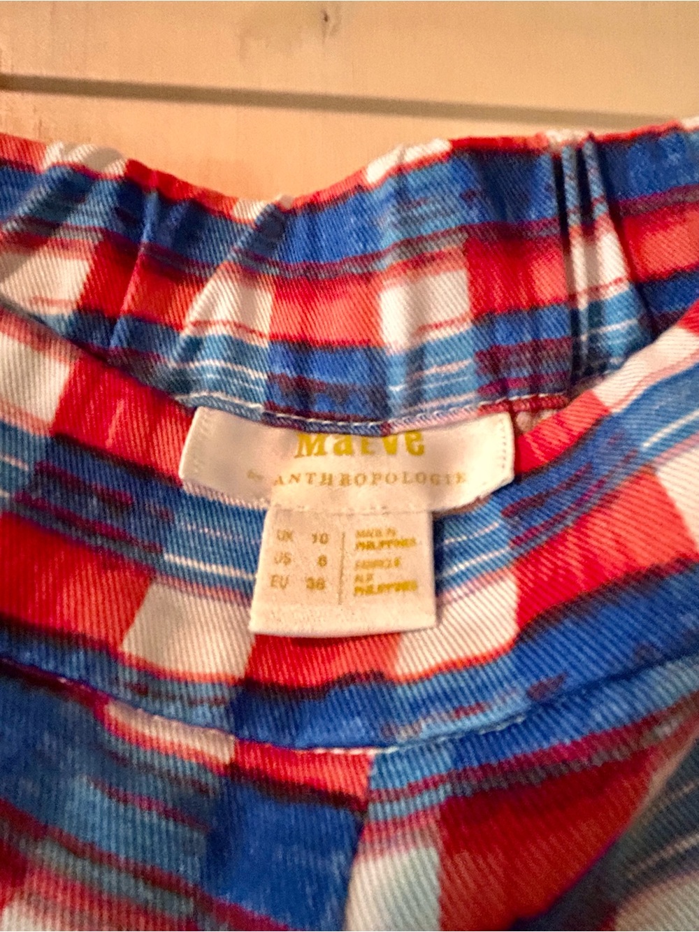Maeve Wide-Leg French Plaid Pants in Red, White & Blue Size US 6 - Picture 7 of 7